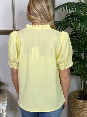 Ruffle Accents V-Neck Blouse in 3 Colors