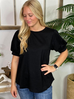 Textured Tee with Balloon Sleeves