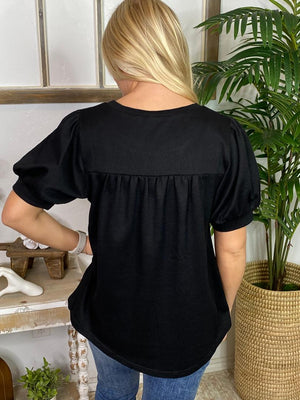 Textured Tee with Balloon Sleeves