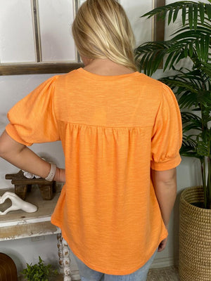 Textured Tee with Balloon Sleeves