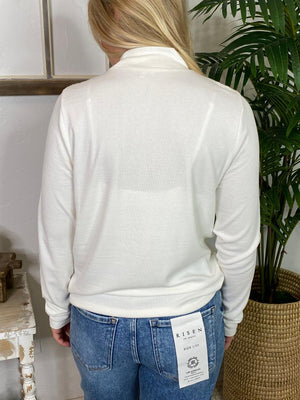 Mock Neck Long Sleeve Top in Hunter, White or Black