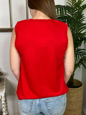 Tank with Ruffle Trim in Yellow, Red or Black