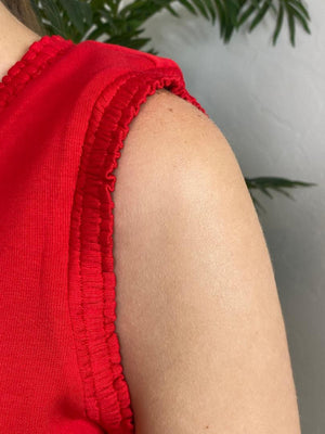Tank with Ruffle Trim in Yellow, Red or Black