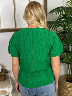 Wavy Pink, Off White or Kelly Green Lightweight Sweater