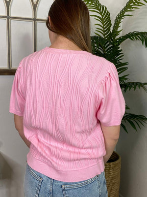 Wavy Pink, Off White or Kelly Green Lightweight Sweater