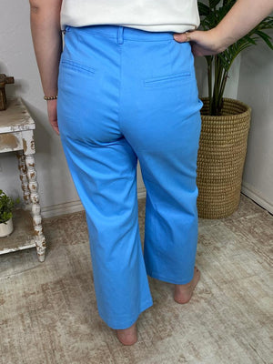 Pants with Scallop Pockets in Navy, Blue & White