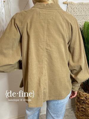 Corduroy Shacket in Red or Taupe