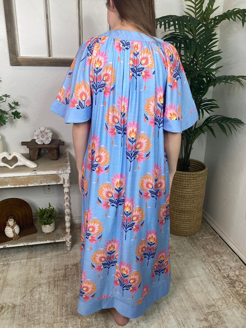 Light Blue Floral Maxi Dress