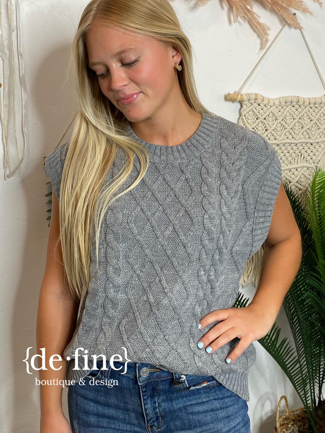 Trendy Sweater Vest in Gray or Ivory