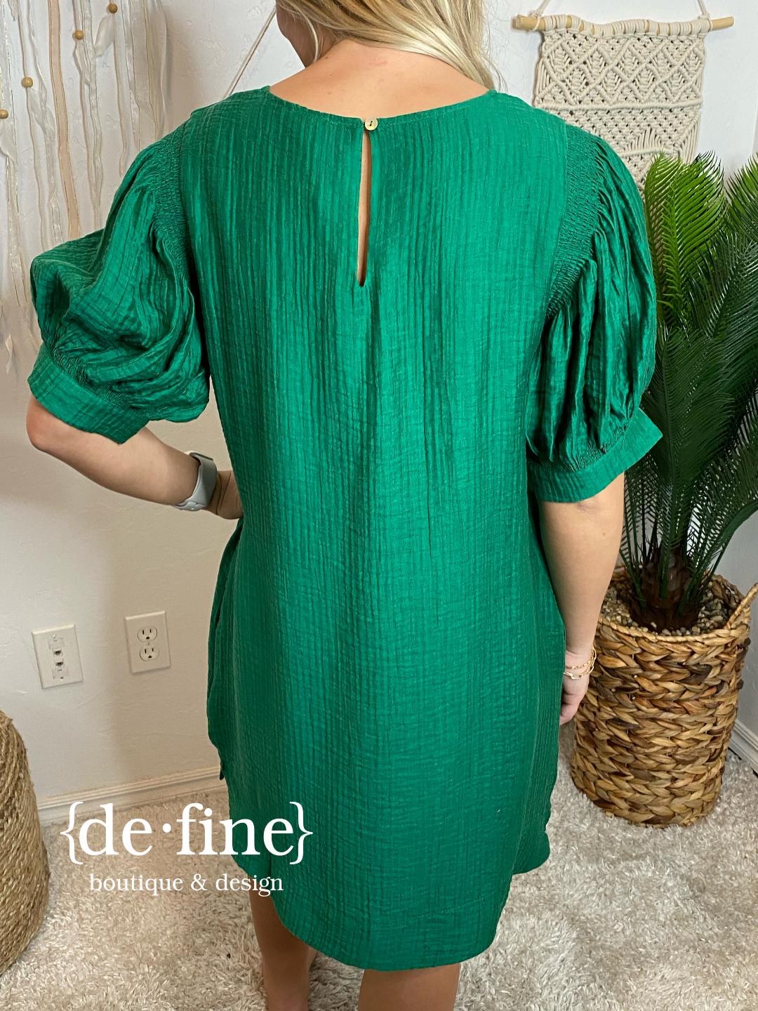 Gorgeous Green Satiny Spring Dress