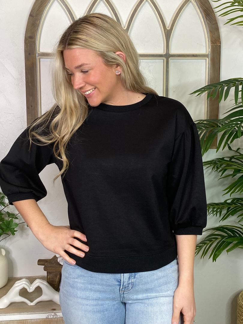 3/4 Sleeve Scuba Top in 4 Colors