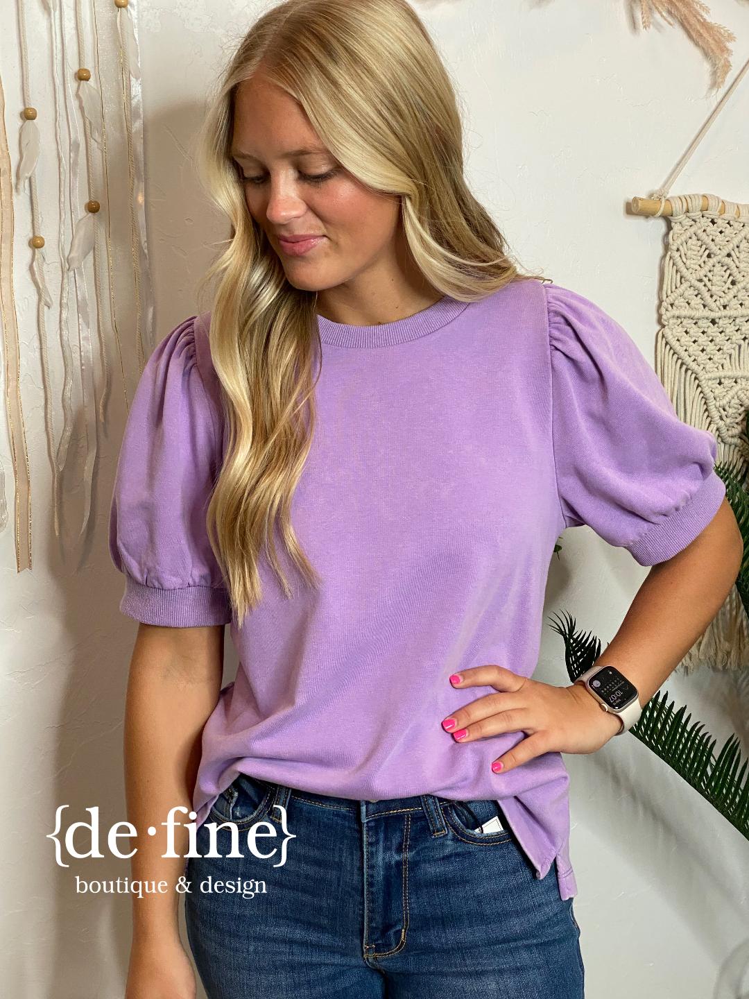 Flamingo Pink or Lovely Lavender Tee with Bubble Sleeves