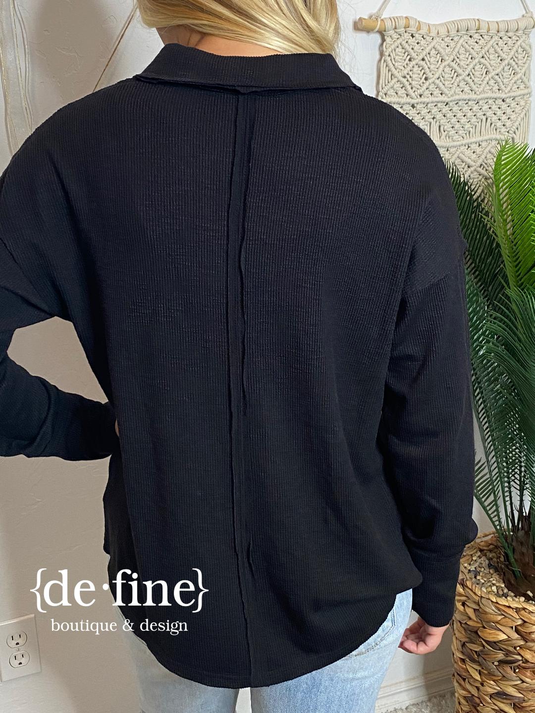 Textured Collared V-Neck in 3 Colors