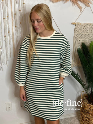 Hunter Green Striped Dress