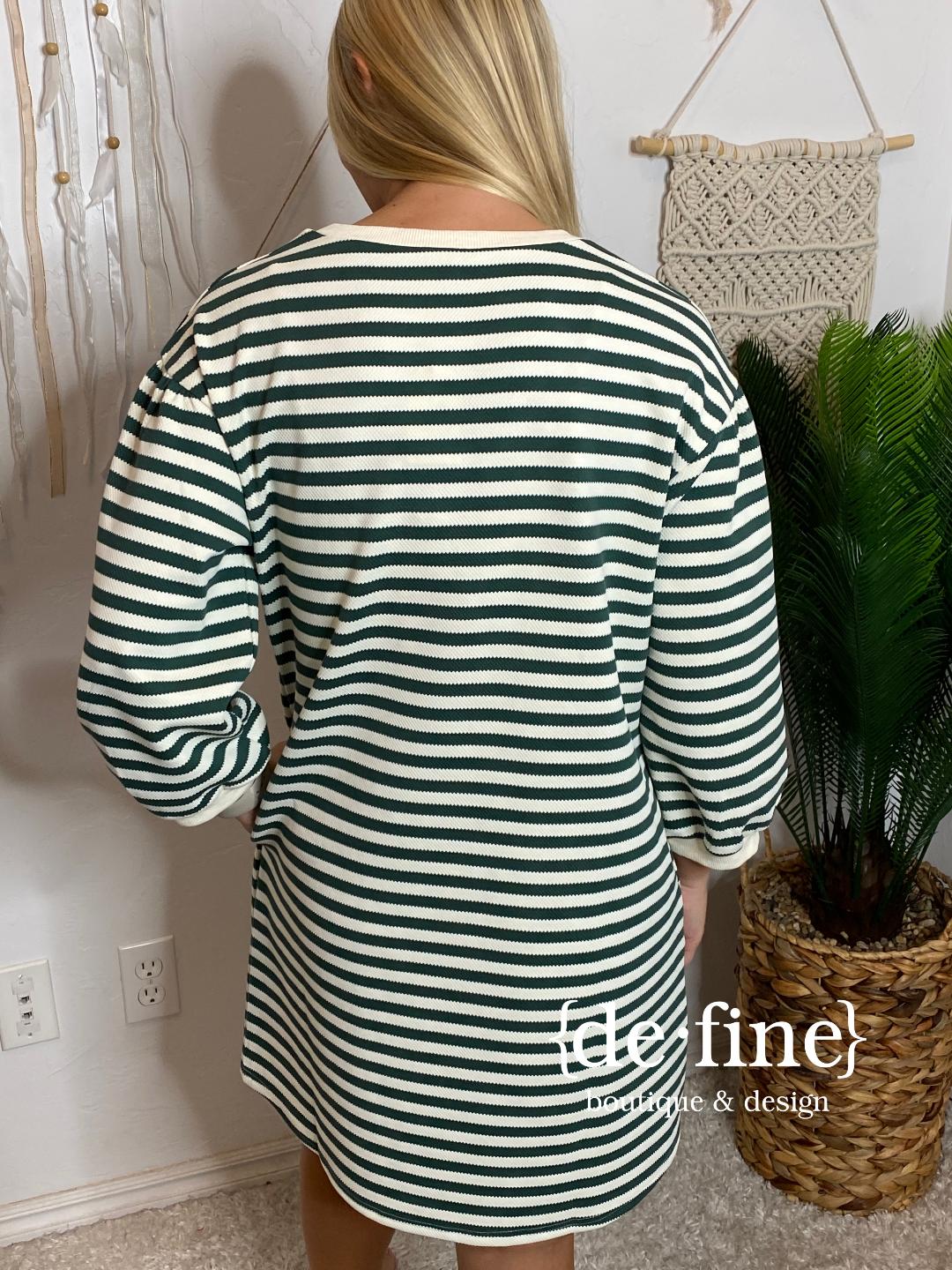 Hunter Green Striped Dress