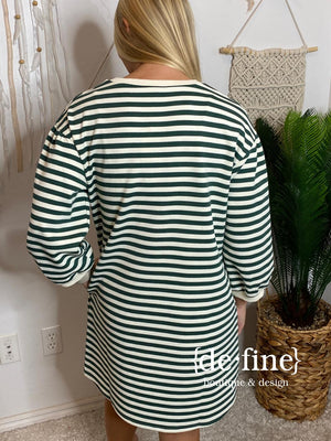 Hunter Green Striped Dress