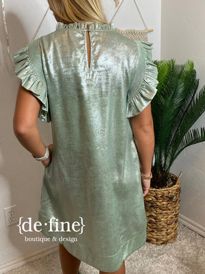 Metallic Sage Tunic Dress