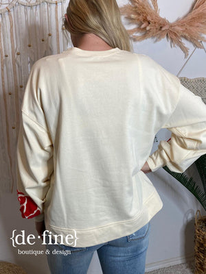 Sweatshirt with Applique Rose in 2 Colors