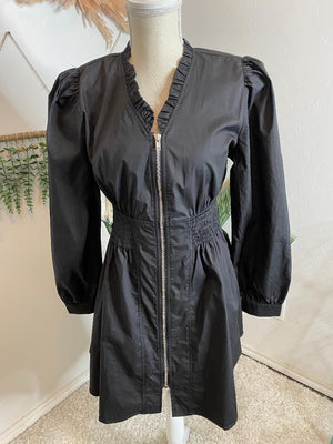 Black Zip Up Dress S-XL