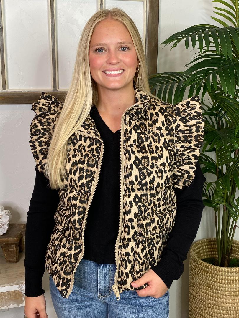Leopard Puffer Vest