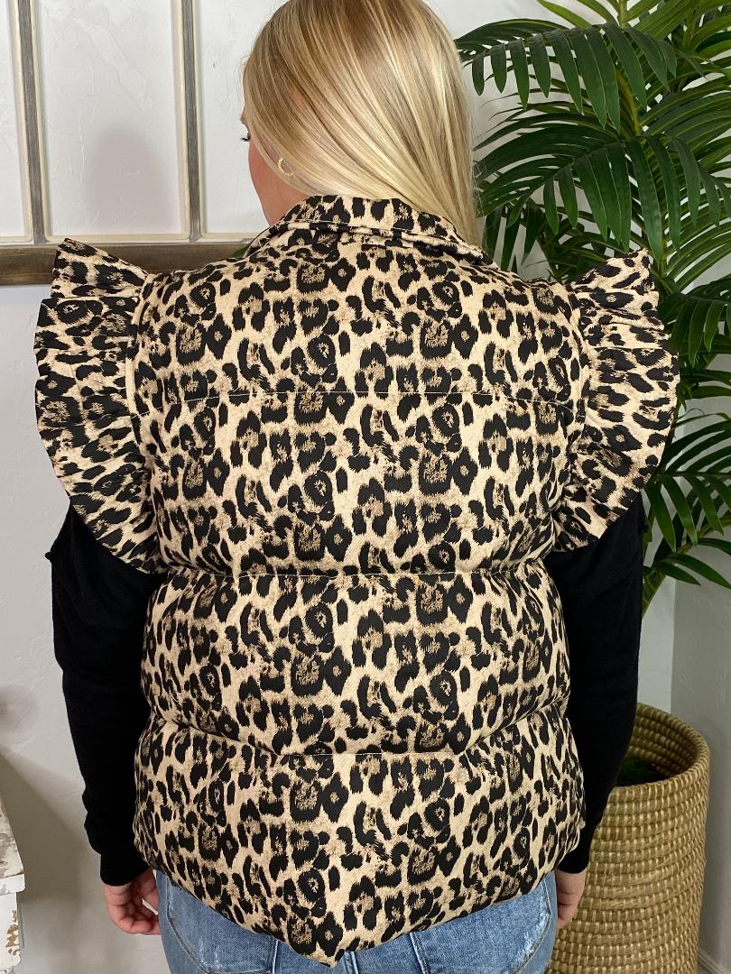 Leopard Puffer Vest
