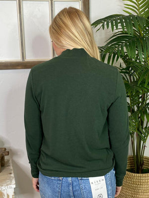 Mock Neck Long Sleeve Top in Hunter, White or Black