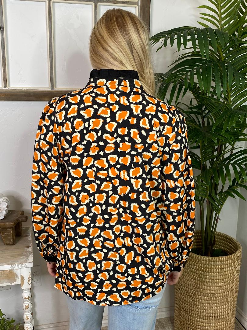 Black and Orange Leopard Blouse