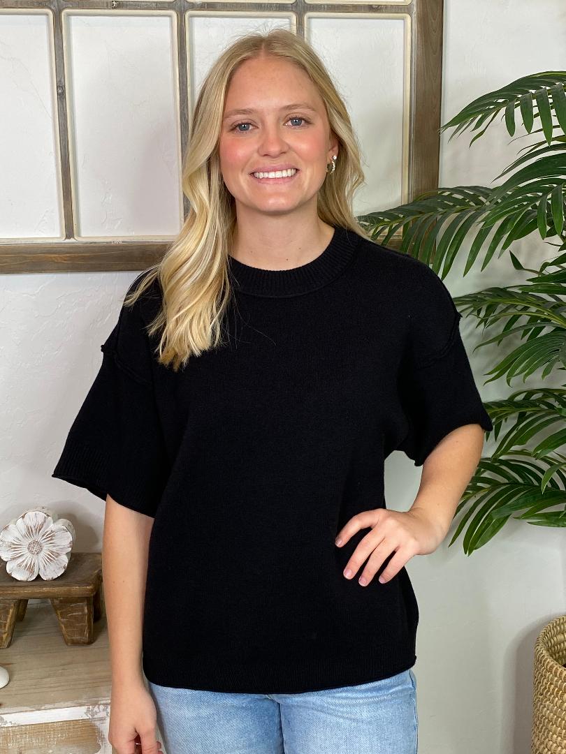 Red or Black 3/4 Sleeve Sweater