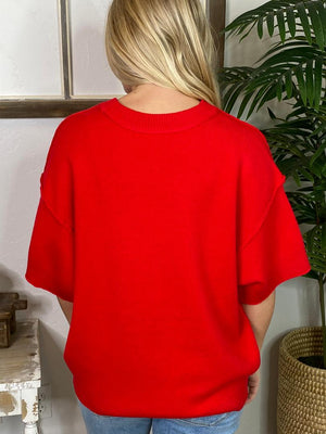 Red or Black 3/4 Sleeve Sweater