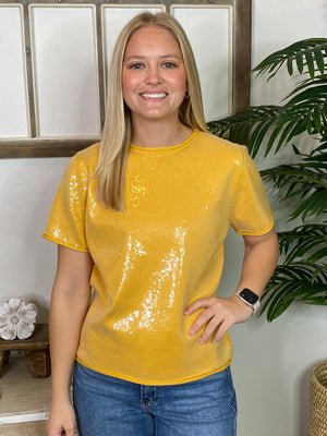 Sunflower Yellow Sequin Top