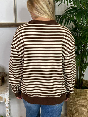 Brown or Hunter Green Striped Pullover