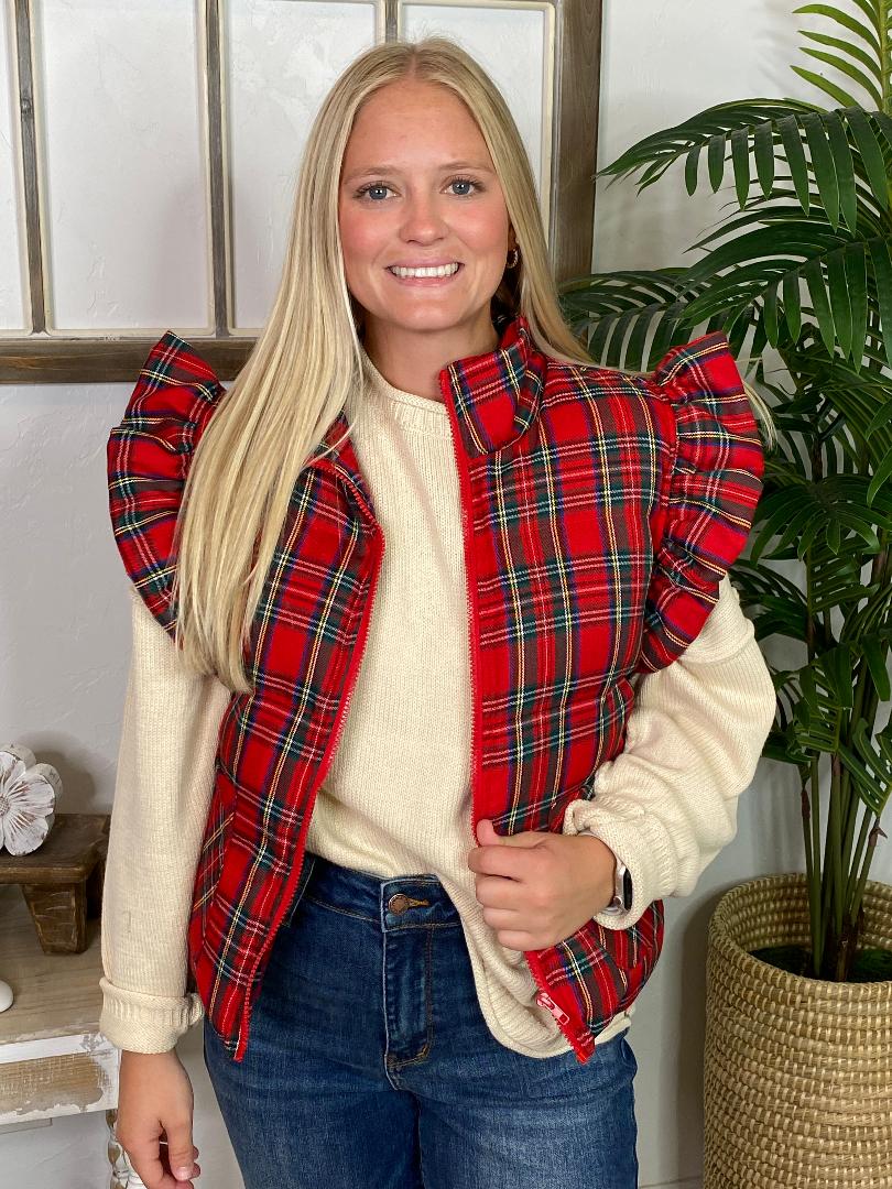 Tartan Plaid Puffer Vest