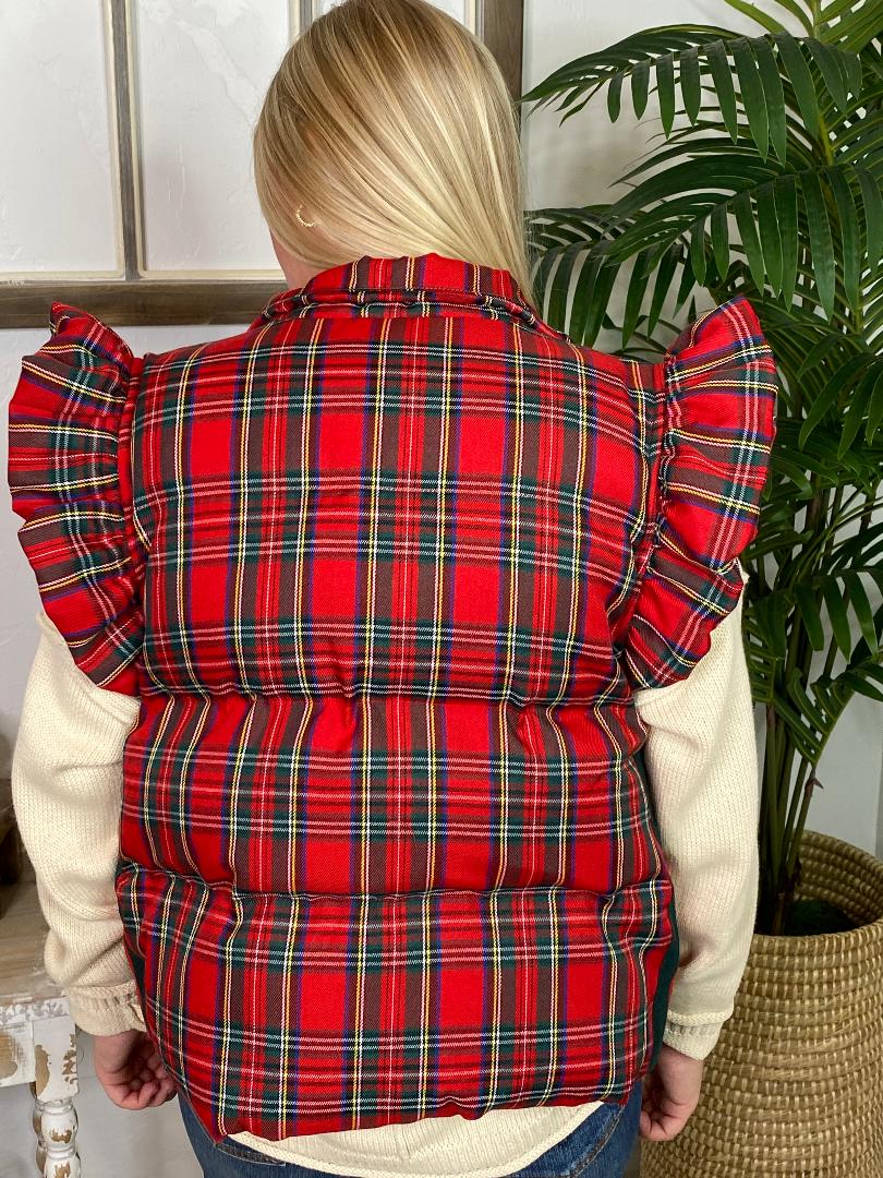 Tartan Plaid Puffer Vest