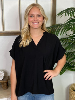 Black or White V-Neck Blouse