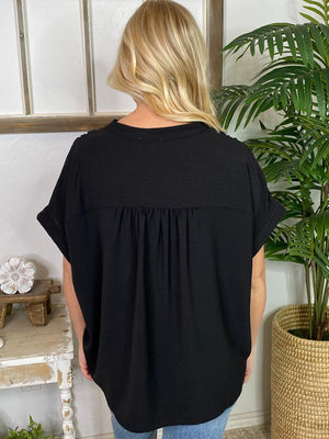 Black or White V-Neck Blouse