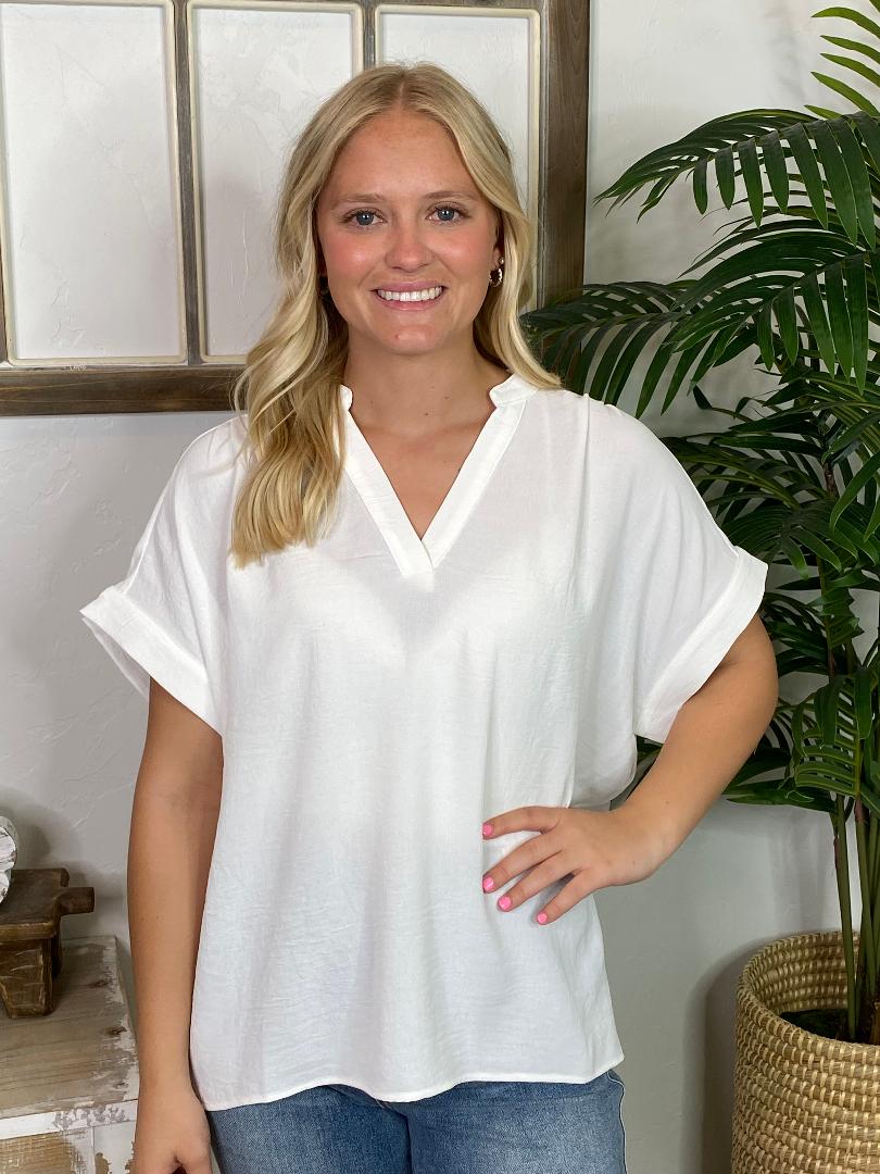 Black or White V-Neck Blouse
