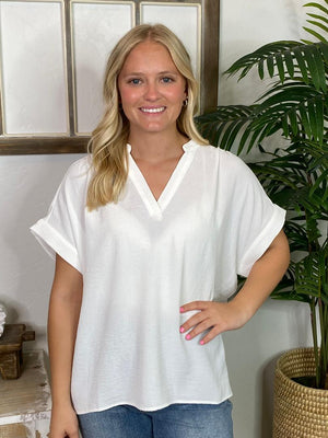 Black or White V-Neck Blouse