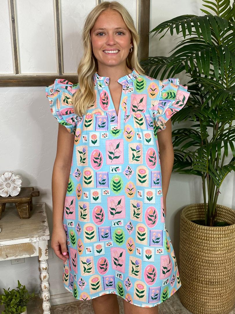 Blue Flower Gallery Dress