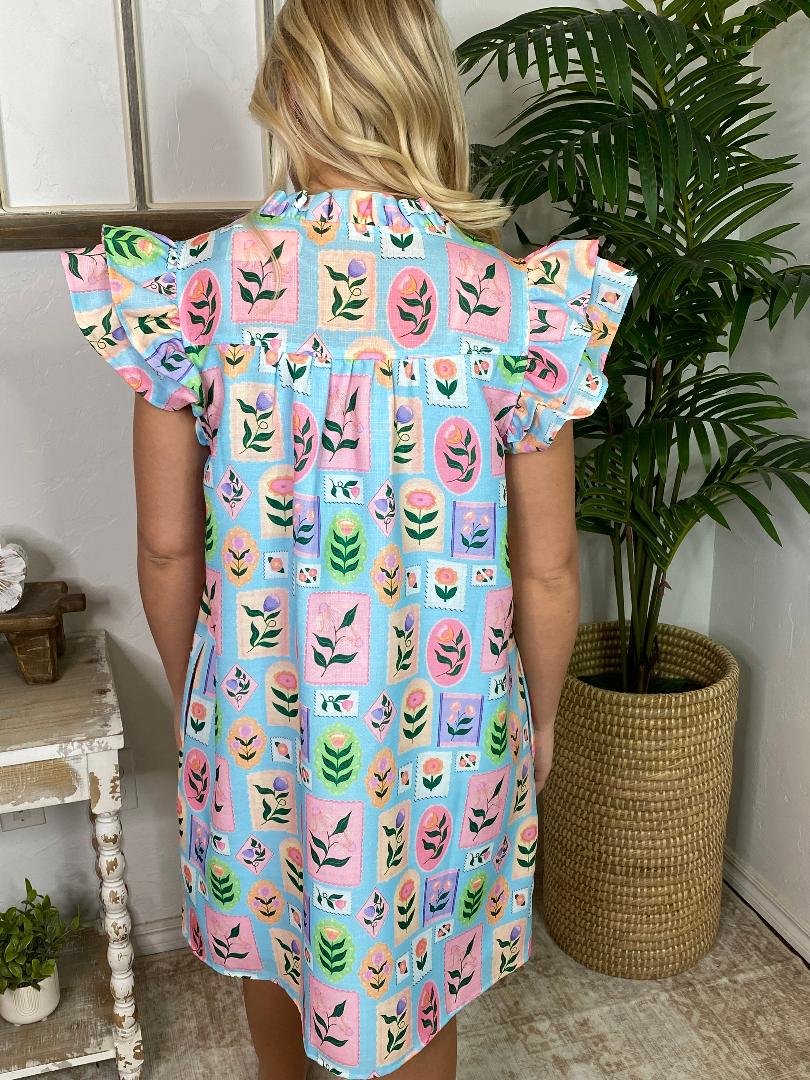 Blue Flower Gallery Dress