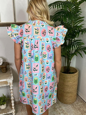 Blue Flower Gallery Dress