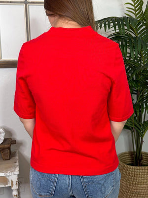 Red, Oatmeal or Black Lightweight Short Sleeve Sweater