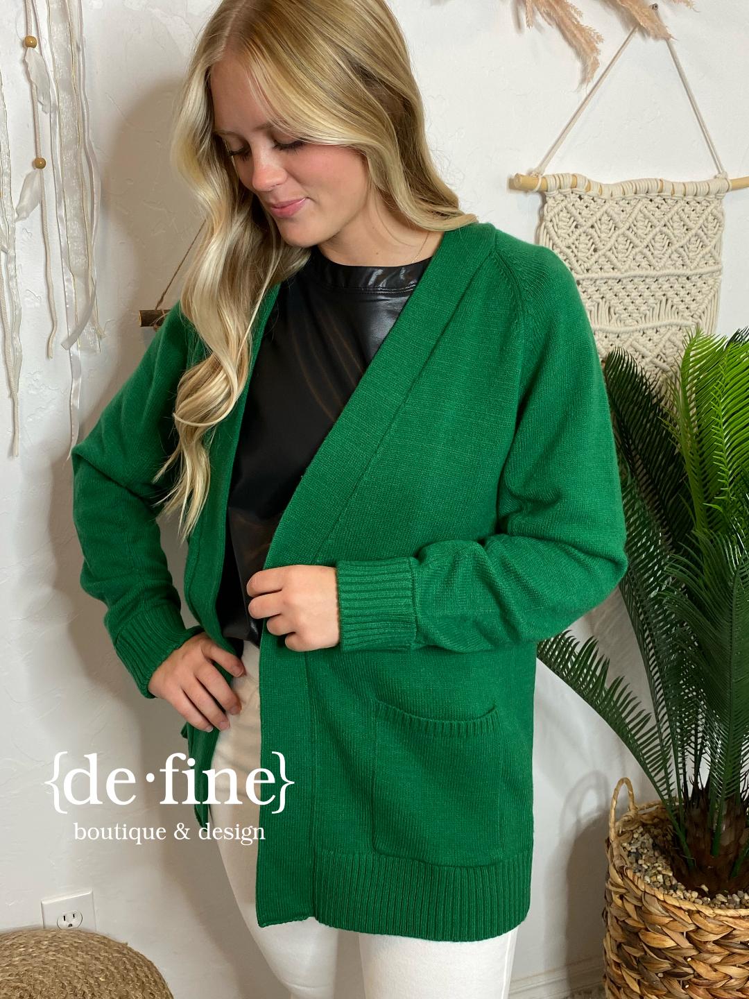 Hunter Green Open Long Cardigan