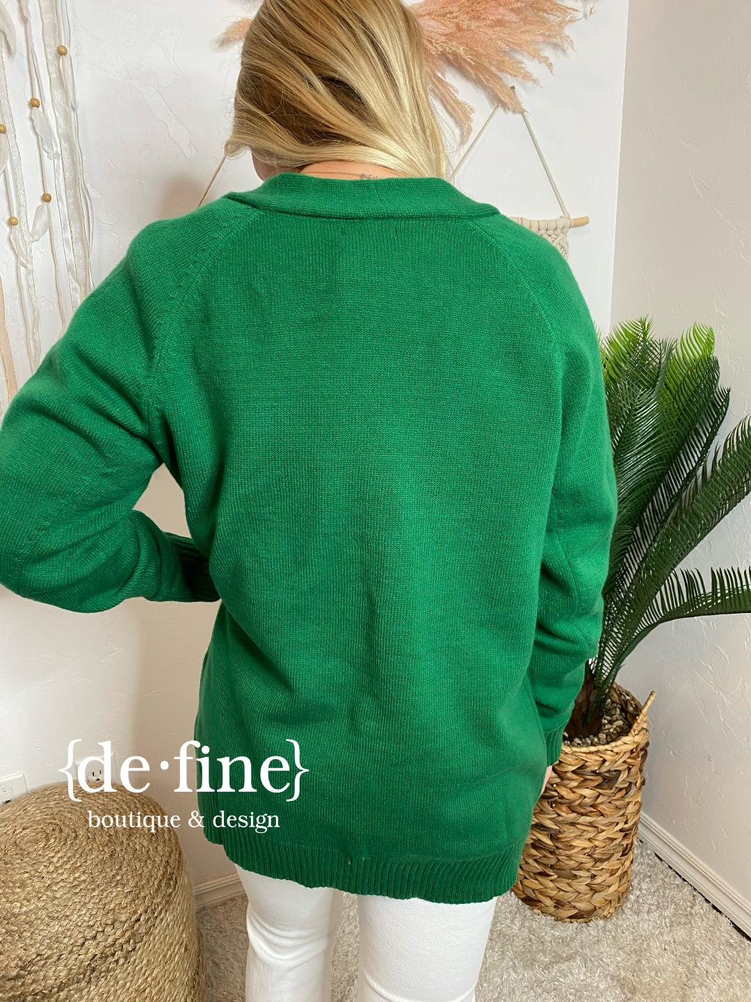 Hunter Green Open Long Cardigan