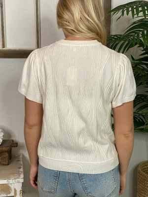 Wavy Off White Lightweight Sweater