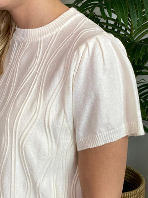 Wavy Off White Lightweight Sweater