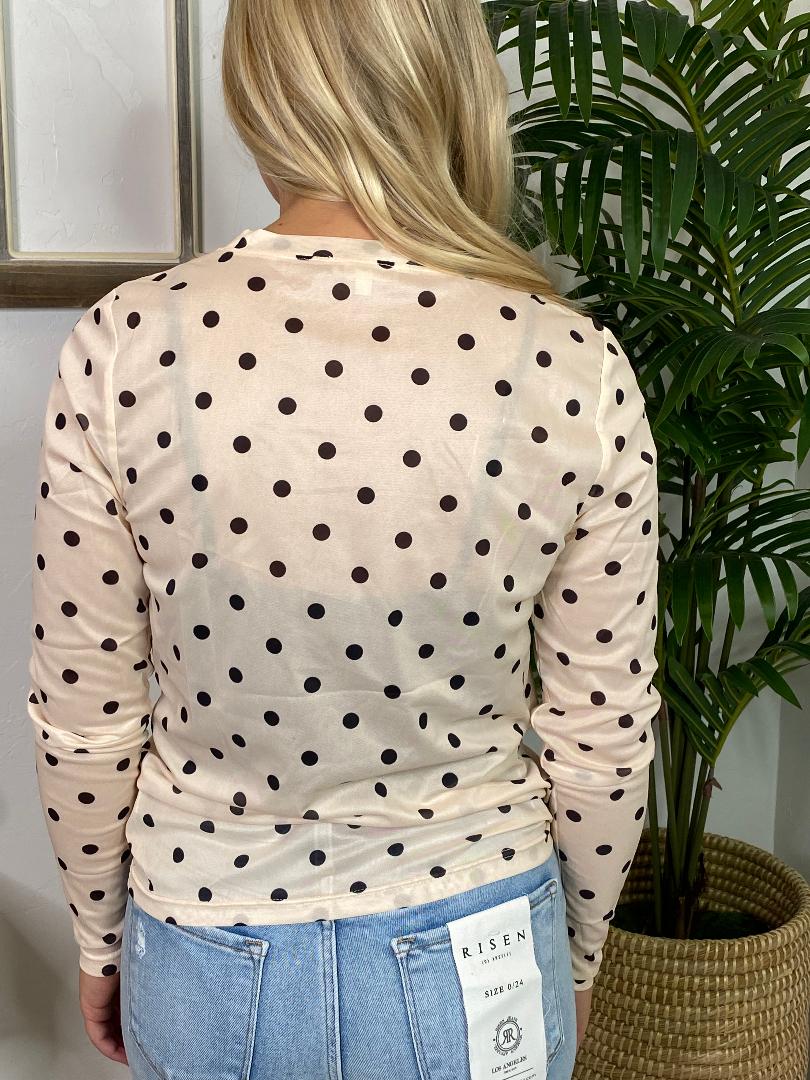 Light Peach Polka Dot Sheer Top