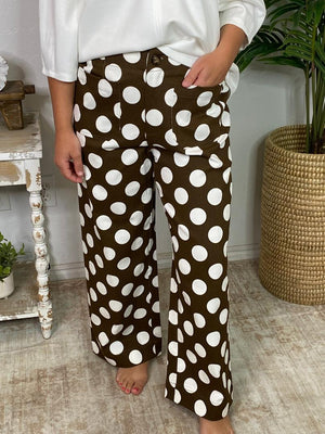 Brown and White Big Polka Dot Pants
