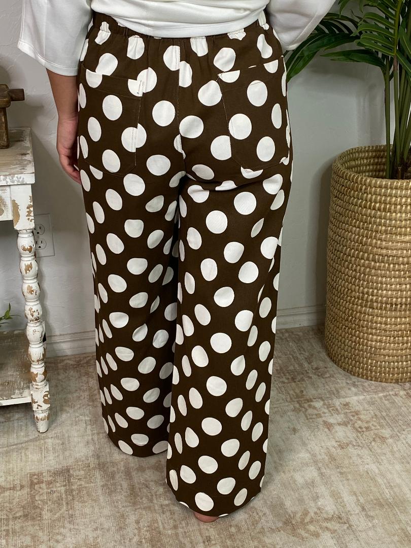 Brown and White Big Polka Dot Pants