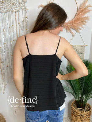 Black or White Tank Camisole with Lace V-Neck