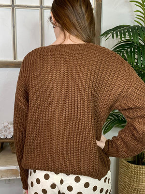 Brown Cardigan with Large Gold Buttons